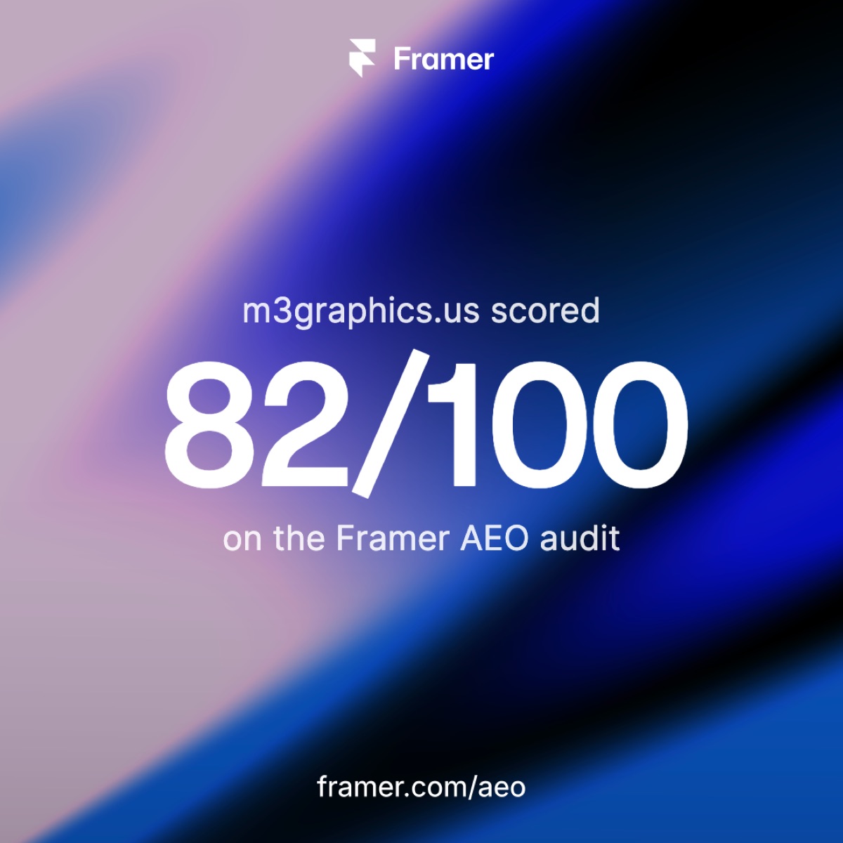 Framer AEO audit: m3graphics.us scored 82 out of 100