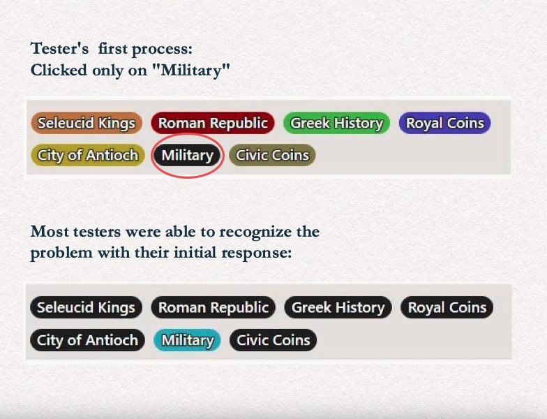 Testers clicked only Military, expecting it to single out military events