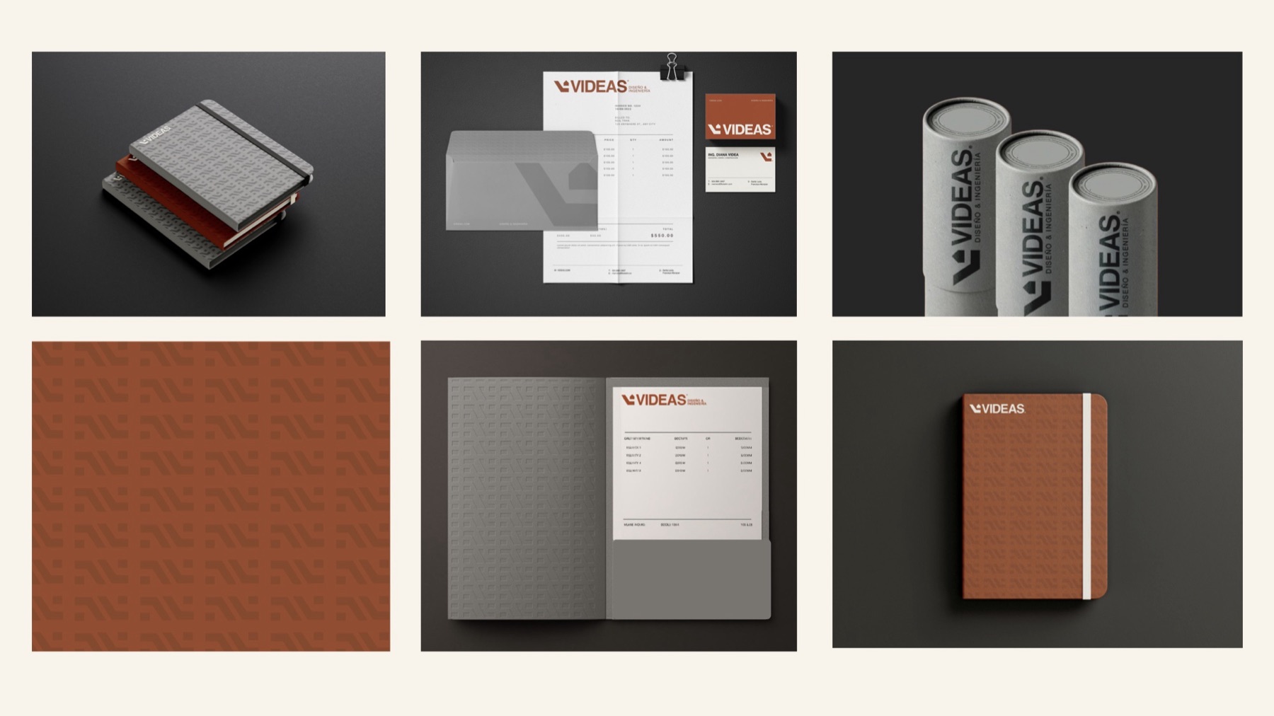 Stationery: business cards, folders and notebooks